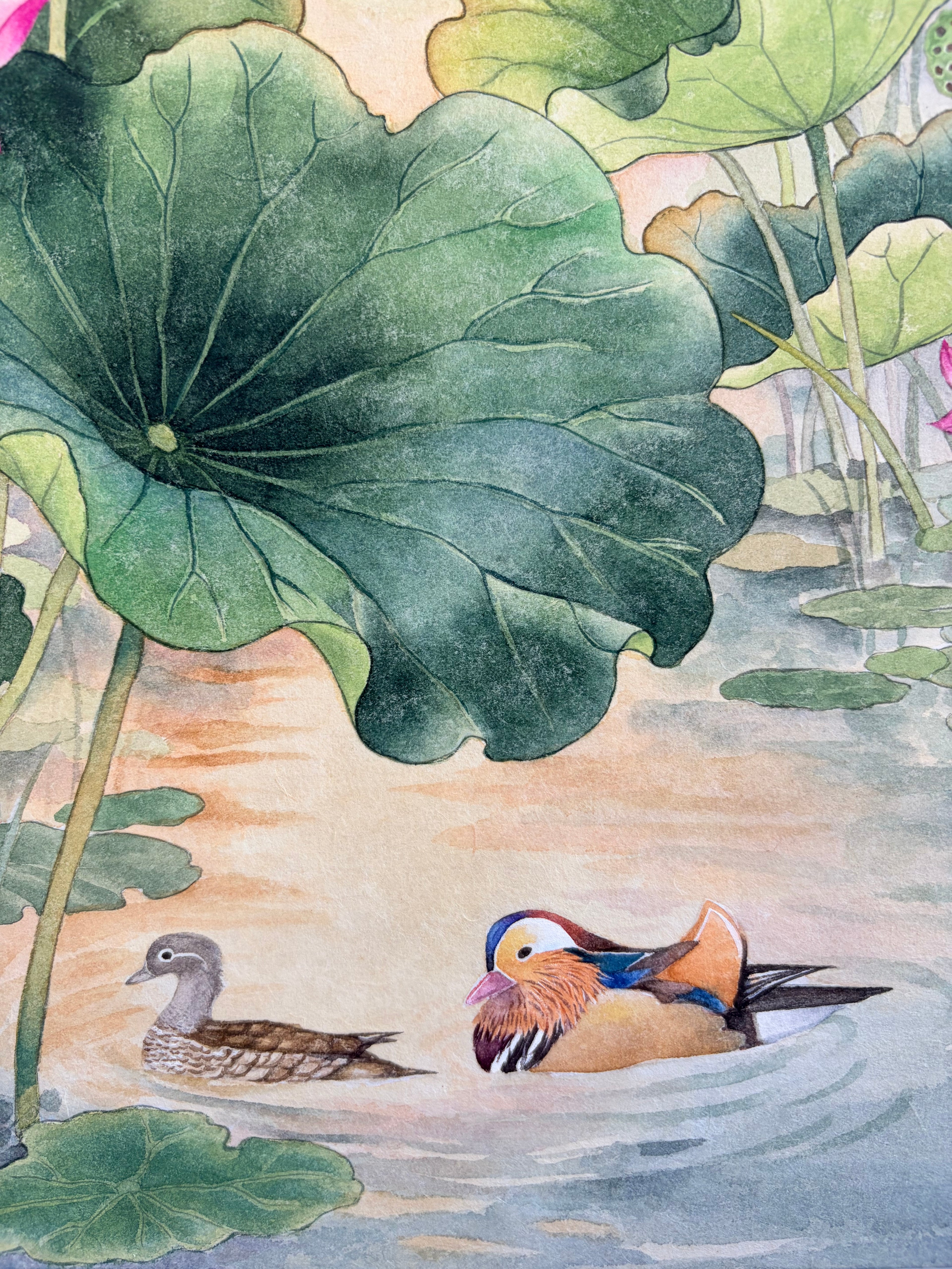 Harmony in Bloom: Lotus & Mandarin Ducks